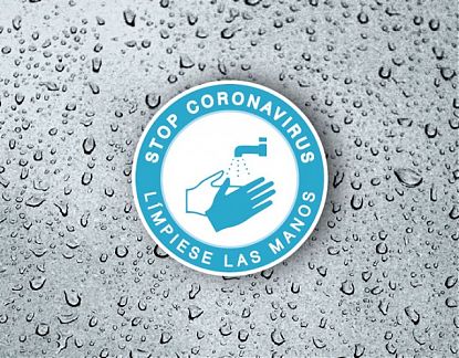  VINILO STOP CORONAVIRUS - LÍMPIESE LAS MANOS - vinilos prevención del coronavirus 06973