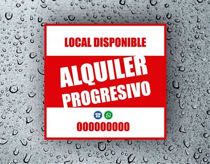  LOCAL DSIPONIBLE, ALQUILER PROGRESIVO - Vinilo adhesivo personalizado para locales y negocios en alquiler 07245