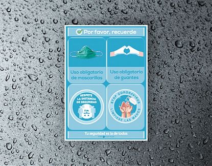  Cartel impreso sobre vinilo adhesivo PREVENCIÓN CORONAVIRUS  07019