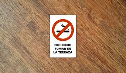  PROHIBIDO FUMAR EN LA TERRAZA - Cartel impreso sobre vinilo adhesivo 08538