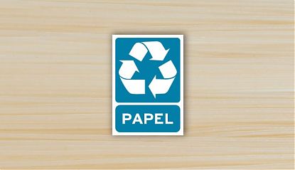  Adhesivos reciclaje papel - Pegatinas con señal de cubo de reciclaje de papel - Vinilos adhesivos reciclaje de papel 08110