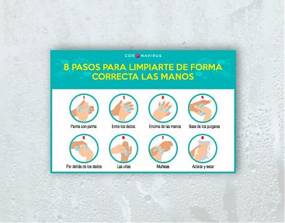  Cartel impreso en vinilo coronavirus - 8 PASOS PARA LIMPIARTE DE FORMA CORRECTA LAS MANOS 06894