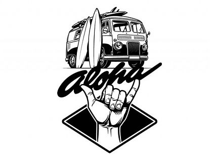  Vinilo decorativo ALOHA para caravanas, autocaravanas, furgonetas, campers, remolques y roulottes  07735