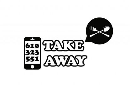  TAKE AWAY - Vinilo adhesivo personalizado con tu número de teléfono / WhatsApp para negocios de hostelería y restauración 07397