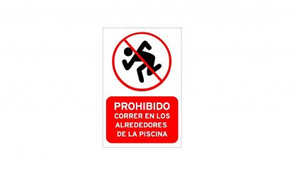  Vinilo Adhesivo para Piscinas - PROHIBIDO CORRER EN LOS ALREDEDORES DE LA PISCINA 09062