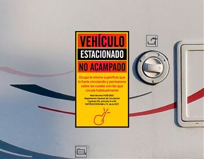  Pegatina autocaravanas VEHÍCULO ESTACIONADO, NO ACAMPADO 07239
