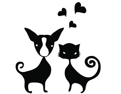  Vinilo Decorativo Pared Perro y Gato 01786