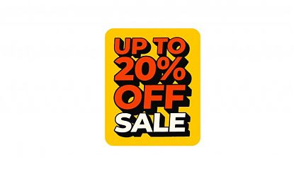  Adhesivo impreso UP TO 20% OFF SALE para escaparates - Pegatina de rebajas personalizable en porcentaje y medida para comercios de España 09963