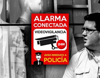  Cartel impreso sobre vinilo adhesivo con aviso de ALARMA Y VIDEOVIGILANCIA 24h 06400