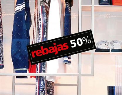  Cartel impreso en vinilo adhesivo – Personalizado para destacar REBAJAS en escaparates y cristales 05777