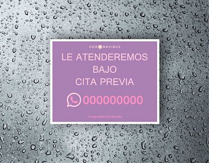  Rótulo personalizado impreso sobre vinilo adhesivo LE ATENDEREMOS BAJO CITA PREVIA 07011