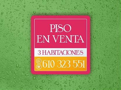  Cartel adhesivo aditable impreso sobre vinilo PISO EN VENTA 07621