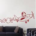  Complementos de decoración para niños Aventuras con la avioneta, vinilos decorativos niños y niñas, vinilo decorativo bebé, pegatina pared 04174