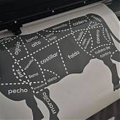 Carnes a la Vista: Vinilo Adhesivo con Silueta de Vaca y Cortes Detallados