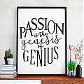  Vinilo adhesivo de texto con una cita en inglés Passion is the genesis of genius04961