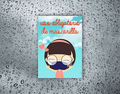  Cartel impreso sobre vinilo adhesivo para centros educativos USO OBLIGATORIO DE MASCARILLA 07311