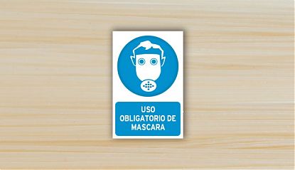  VINILO ADHESIVO USO OBLIGATORIO DE MÁSCARA - Señales para la seguridad en el trabajo  08119