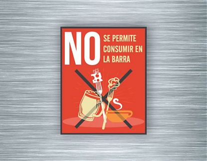  NO SE PERMITE CONSUMIR EN LA BARRA - Vinilo decorativo impreso para bares, cafeterías y negocios de restauración 07367