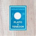  DESAYUNOS PLATO Y TENEDOR - Vinilos decorativos negocios de hostelería 07809