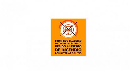  Vinilo Adhesivo de Seguridad: Prohibido el Acceso de Coches Eléctricos por Riesgo de Incendio en Garajes 09799