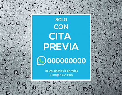  Vinilo adhesivo personalizado SOLO CON CITA PREVIA especial peluquerías, barberías, despachos, gestorías - coronavirus 07102