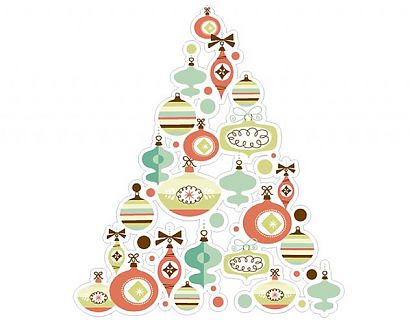  Pegatina de Vinilo Árbol Navideño Retro 1 02512