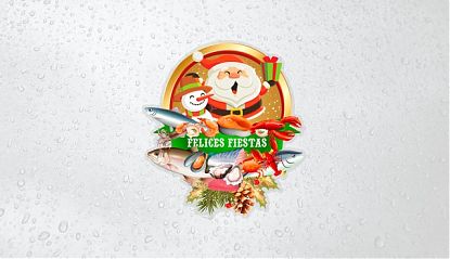  Vinilos adhesivos temáticos para NAVIDAD especiales para pescaderías - marisquerías. Pegatinas temáticas navideñas 08456