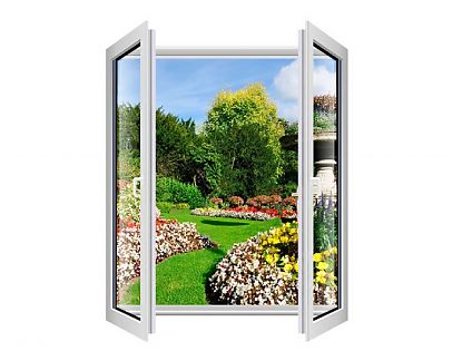  Adhesivo de vinilo impreso ventana con vistas a la naturaleza 04483
