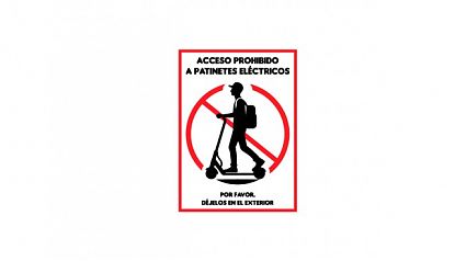  Vinilo adhesivo prohibido acceso de patinetes eléctricos en locales y edificios 09802