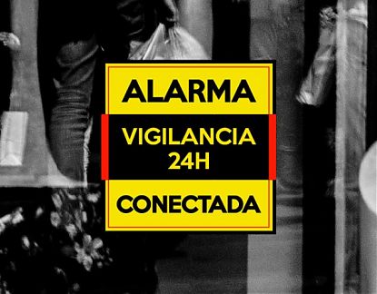  Cartel impreso sobre vinilo adhesivo Alarma conectada - vigilancia 24H. 06397