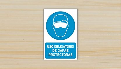  Adhesivo Uso obligatorio gafas protectoras - cartel vinilo adhesivo uso obligatorio de gafas protectoras 08169