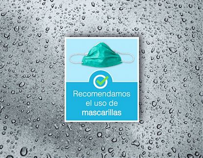  Vinilo adhesivo coronavirus RECOMENDAMOS EL USO DE MASCARILLAS 06947