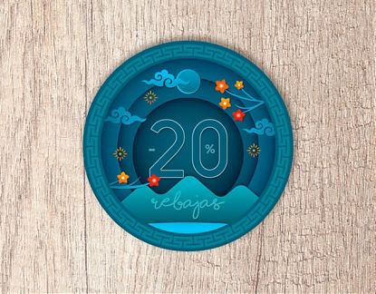  Vinilo decorativo circular personalizado para escaparates - Adhesivos para rebajas -decoración de escaparates eb campañas de rebajas 07879