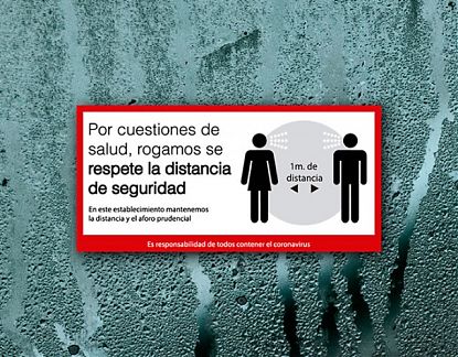  Cartel informativo respete la distancia de seguridad - coronavirus pegatinas adhesivas, pegatinas de vinilo 06878