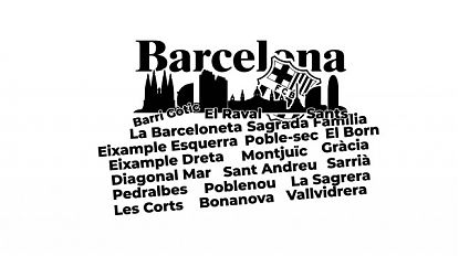  Vinilo Adhesivo Barcelona con Skyline y sus Barrios Icónicos – Vinilo Decorativo Ciudad Condal de Barcelona 09875