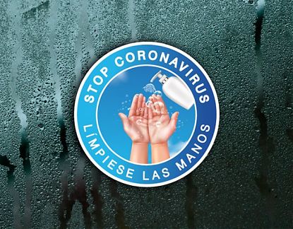 Stop Coronavirus, límpiese las manos. Vinilo adhesivo para espejos de baño, señal de prevención circular 06883