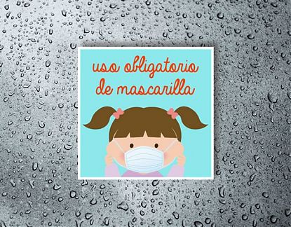  USO OBLIGATORIO DE MASCARILLA - Vinilos decorativos centros educativos, escolares, colegios y guarderías 07312
