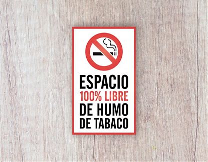  Vinilo adhesivo ESPACIO 100% LIBRE DE HUMO DE TABACO 07854