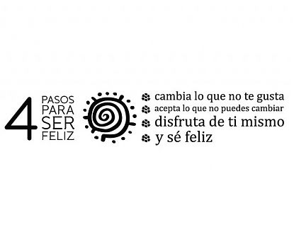  Vinilo Decorativo Textos y Citas  Los cuatro pasos de la felicidad, vinilo pared frases precio, vinilo pared frase personalizada, vinilos 02819