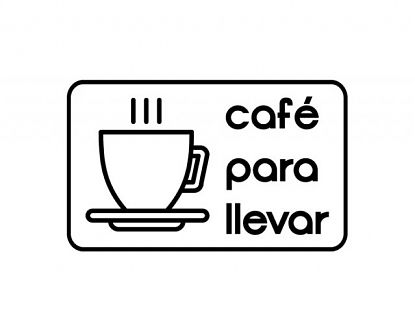  Cartel en vinilo adhesivo de corte para bares y cafeterías CAFÉ PARA LLEVAR 06435