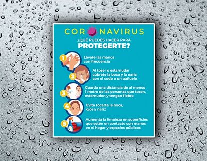  CORONAVIRUS - Rótulo impreso sobre vinilo adhesivo MEDIDAS DE PROTECCIÓN FRENTE AL CORONAVIRUS 06869