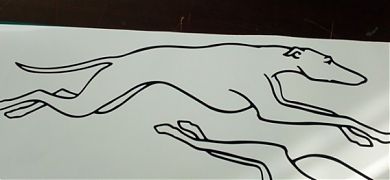 Vinilo decorativo con un auténtico perro galgo español!