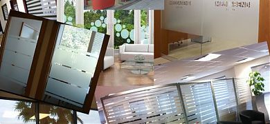 Vinilos translúcidos o esmerilados para ventanas, escaparates y cualquier otra superficie de cristal.