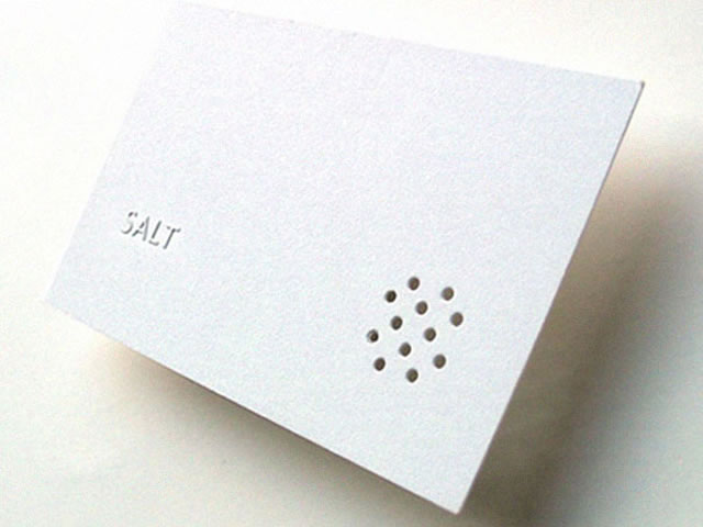 Tarjeta de visita Restaurante Salt Shaker. Dise&ntilde;o de Flux
