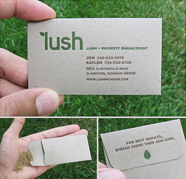 Tarjeta comercial Lush. Dise&ntilde;o: Struck, USA