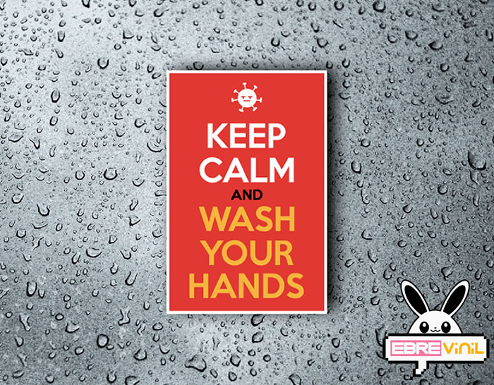 VINILO ADHESIVO KEEP CALM AND WASH YOUR HANDS
