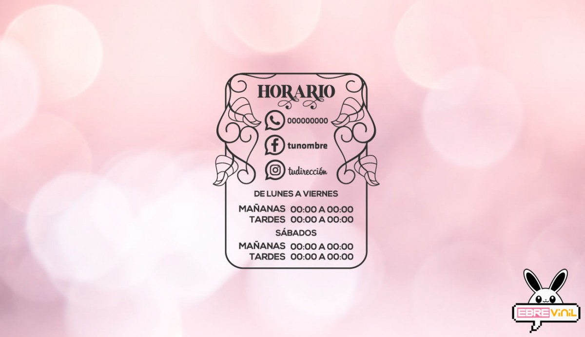 VINILO ADHESIVO PERSONALIZADO CON HORARIO PARA TIENDAS