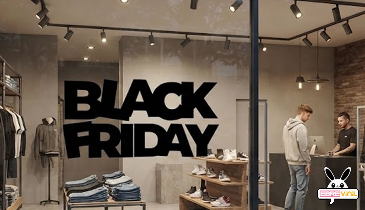 Adhesivo promocional BLACK FRIDAY para decorar cristales y puertas de tiendas