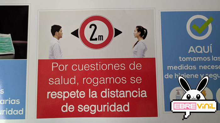 adhesivo respete la distancia de seguridad coronavirus