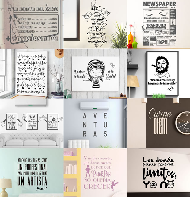 vinilos frases paredes para decorar el hogar, tienda, comercio, empresa o negocio